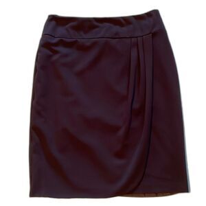 Apt. 9 size 6 fully lined black skirt side zipper wide waistband, cross over EUC